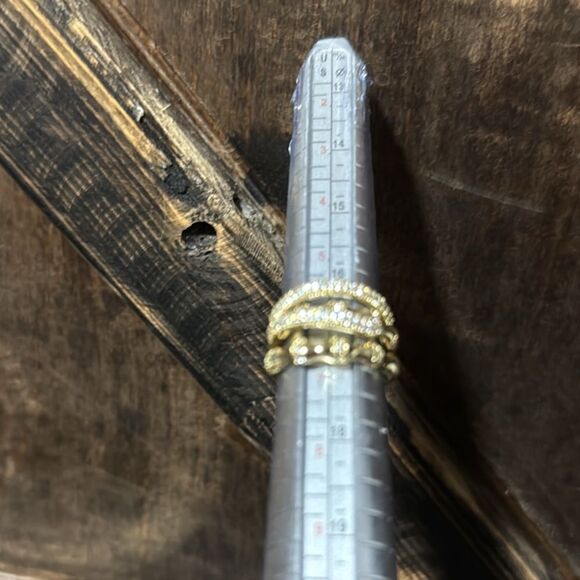 14K Gold Plated Elegant Stacked Layered With Zirconia Ring - Picture 10 of 10